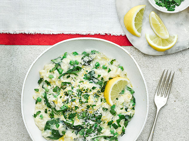 Leek, Pea and Spinach Risotto
